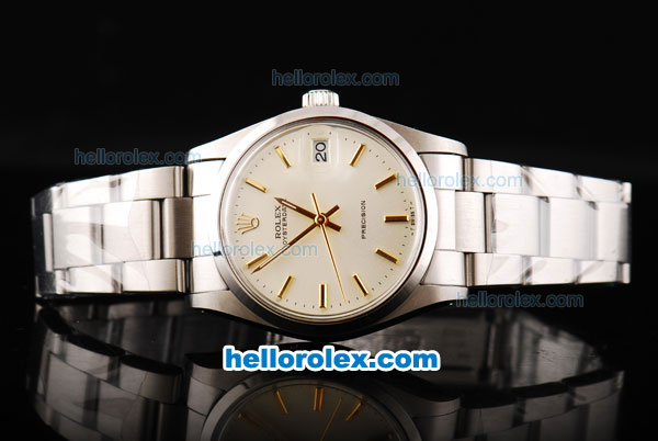 Rolex Milgauss Precision Automatic Movement Silver Case with Rose Gold Stick Markers-Beige Dial and SS Strap - Click Image to Close